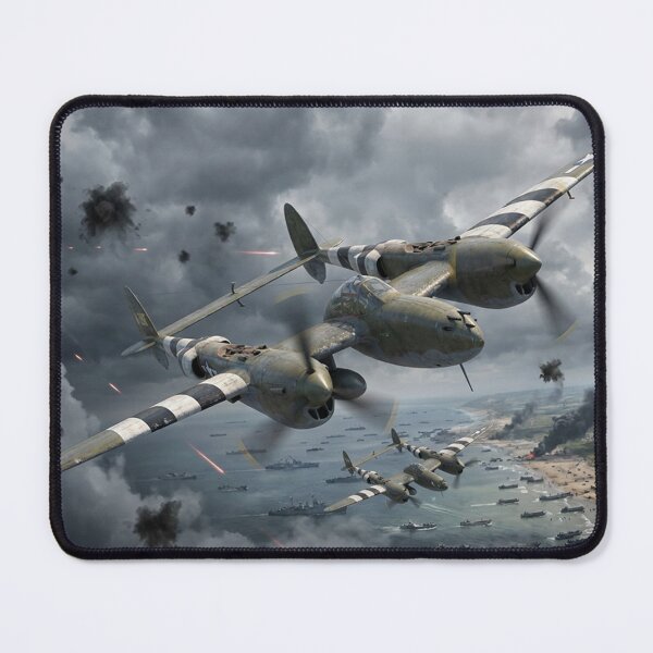 Item preview, P-38 Lightning D-Day Invasion Illustration designed and sold by Airpower Art.