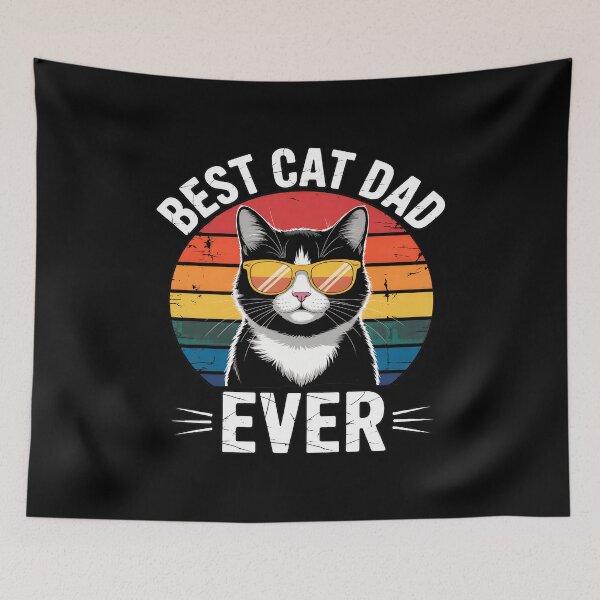 Item preview, Best Cat Dad Ever Retro Sunset Cool Cat designed and sold by OlyvieArt.