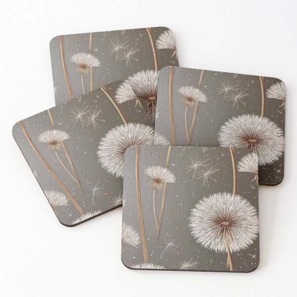 Item preview, White Dandelion Seeds Dark Botanical Art — Moody Nature Pattern designed and sold by LYAN-STORE.