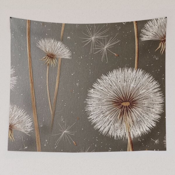 Item preview, White Dandelion Seeds Dark Botanical Art — Moody Nature Pattern designed and sold by LYAN-STORE.