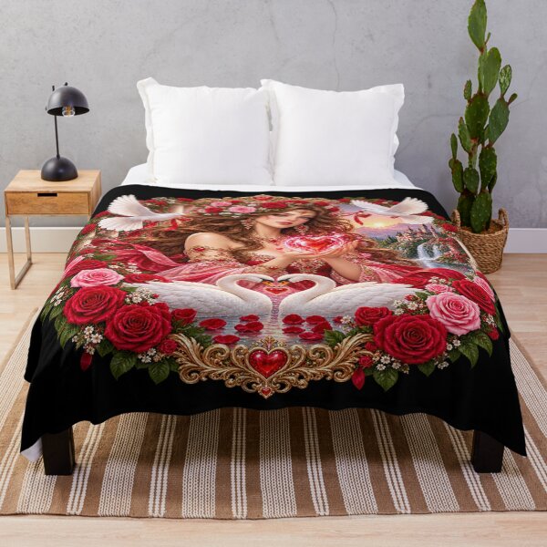 Item preview, Love Goddess – Romantic Roses and Swans designed and sold by TroviTutto.