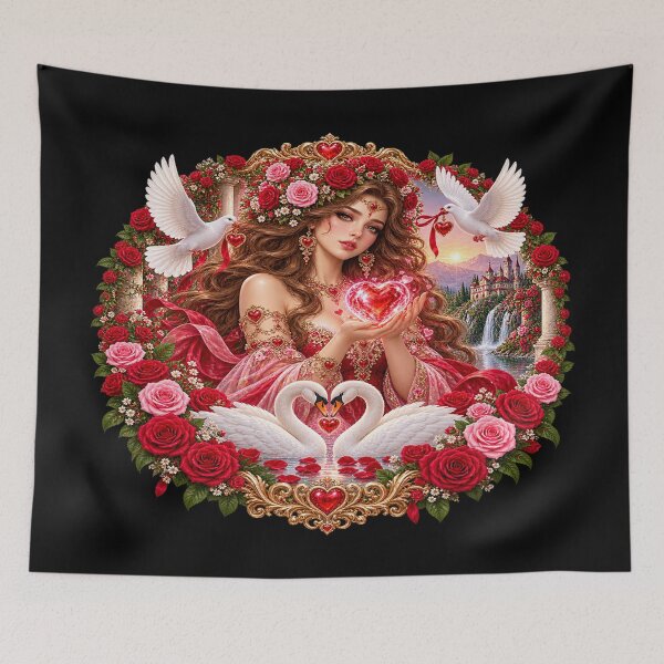 Item preview, Love Goddess – Romantic Roses and Swans designed and sold by TroviTutto.