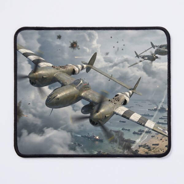 Item preview, P-38 Lightning Beach Assault Illustration designed and sold by Airpower Art.