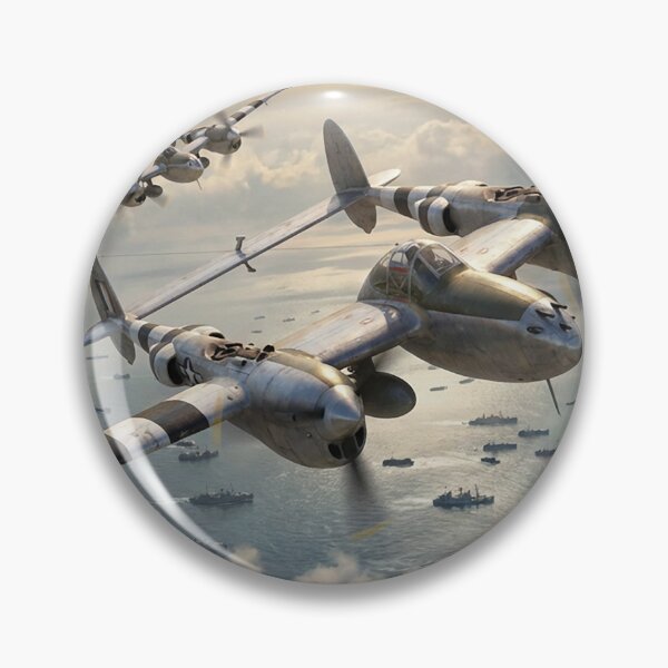 Item preview, P-38 Lightning Invasion Fleet Illustration designed and sold by Airpower Art.