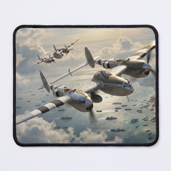 Item preview, P-38 Lightning Invasion Fleet Illustration designed and sold by Airpower Art.