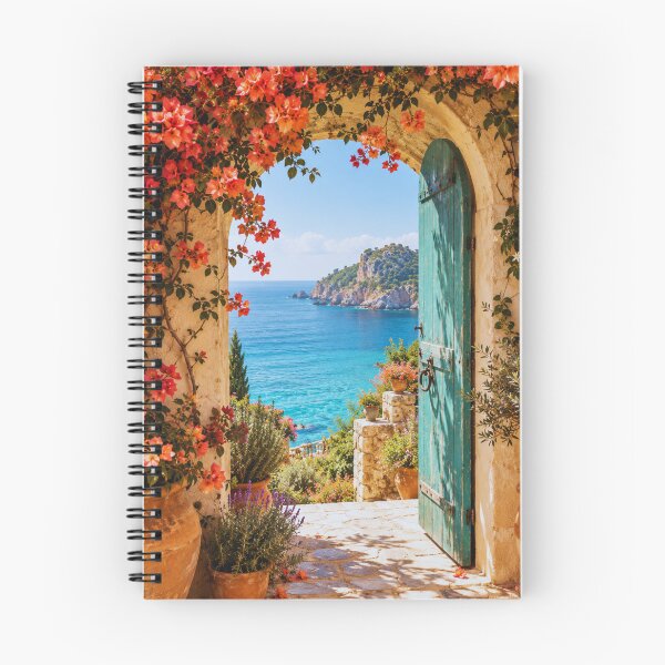 Item preview, Turquoise Door Mediterranean Archway Coastal Cove View designed and sold by @SHINTOSARTSTORE.