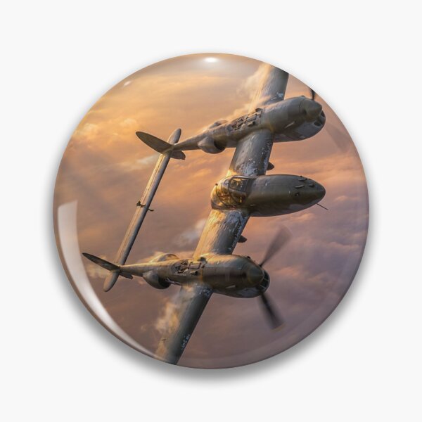 Item preview, P-38 Lightning Golden Sunset Dive Illustration designed and sold by Airpower Art.