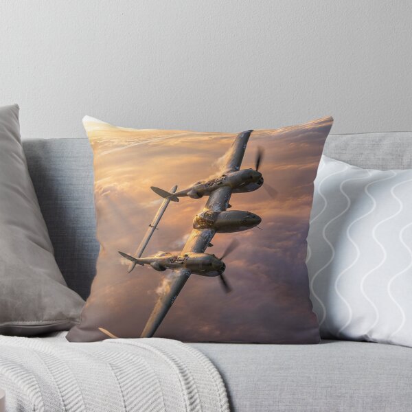 Item preview, P-38 Lightning Golden Sunset Dive Illustration designed and sold by Airpower Art.