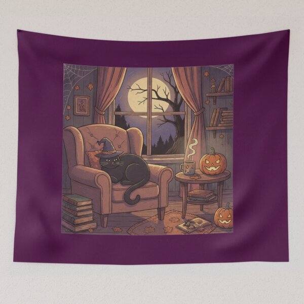 Item preview, Black Cat Armchair Pumpkin Window Graphic designed and sold by Exquisite Design Studio „Paculówka”.
