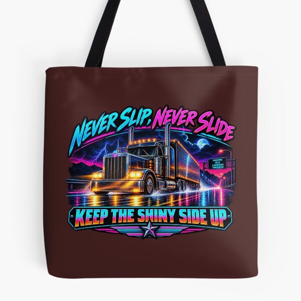 Item preview, Never Slip, Never Slide - Synthwave Trucker Art - Keep The Shiny Side Up designed and sold by NomadForge.