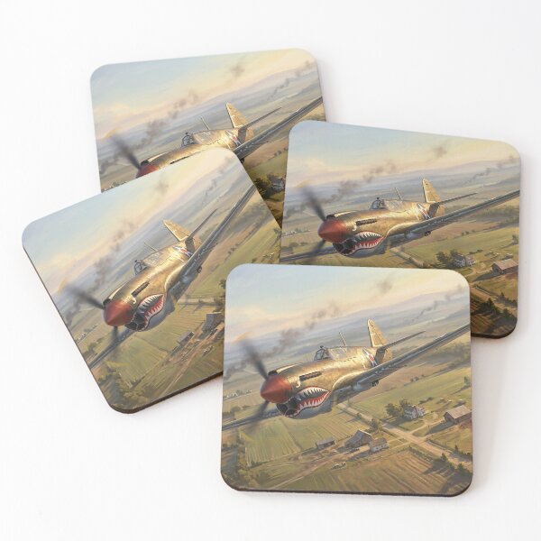 Item preview, P-40 Warhawk Sharkmouth Farmland Illustration designed and sold by Airpower Art.