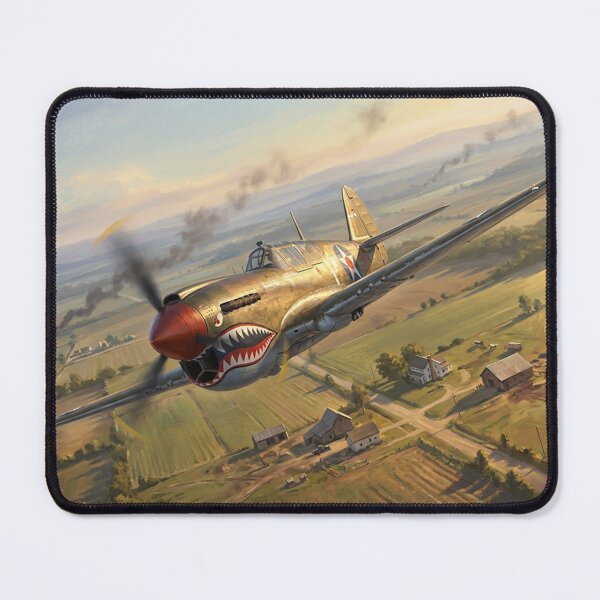 Item preview, P-40 Warhawk Sharkmouth Farmland Illustration designed and sold by Airpower Art.
