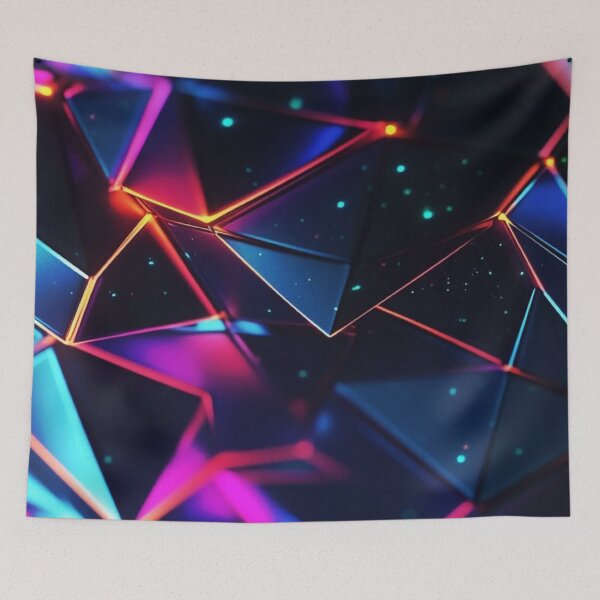 Item preview, Neon Geometric Low Poly Crystal — Futuristic Cyberpunk Abstract Art designed and sold by LYAN-STORE.