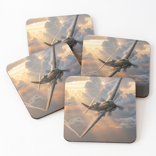 Item preview, P-40 Warhawk Sunburst Cloudscape Illustration designed and sold by Airpower Art.
