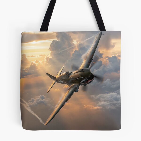 Item preview, P-40 Warhawk Sunburst Cloudscape Illustration designed and sold by Airpower Art.