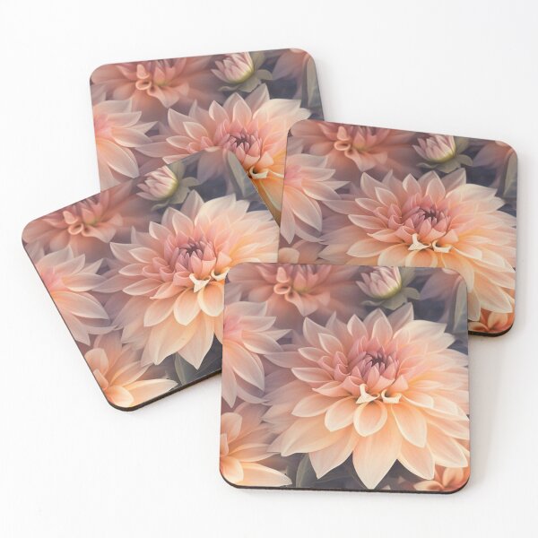 Item preview, Soft Peach Dahlias Pattern — Romantic Pastel Floral Aesthetic designed and sold by LYAN-STORE.
