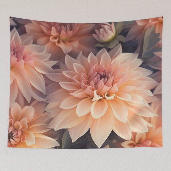 Item preview, Soft Peach Dahlias Pattern — Romantic Pastel Floral Aesthetic designed and sold by LYAN-STORE.