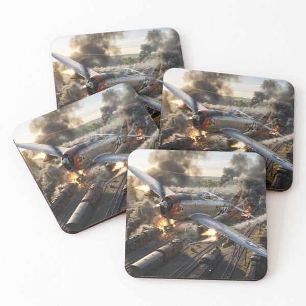 Item preview, P-47 Thunderbolt Rail Yard Strafing Illustration designed and sold by Airpower Art.