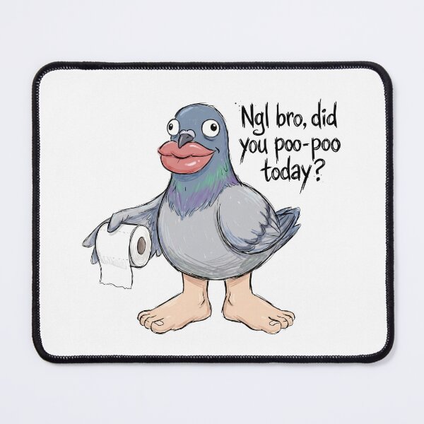 Item preview, Funny Whispering Pigeon With Human Lips Holding Toilet Paper Ngl Bro Did You Poo Poo Today designed and sold by Sekla-Studio.