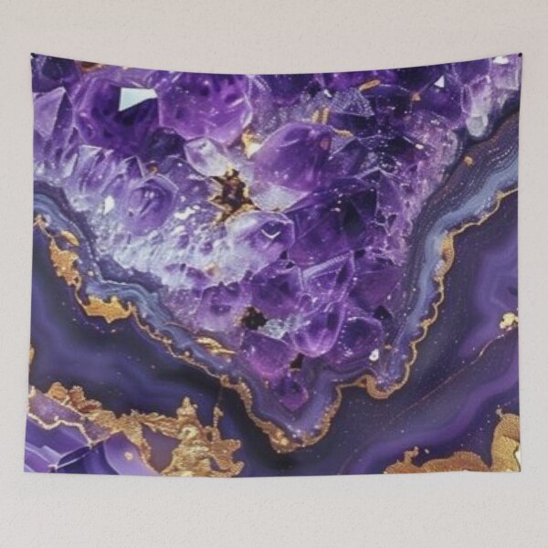 Item preview, Purple Amethyst Geode & Gold Veins — Luxury Crystal Agate Texture designed and sold by LYAN-STORE.