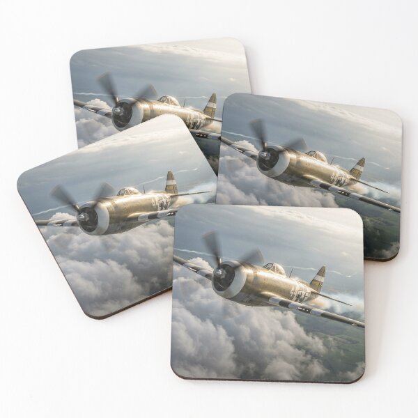 Item preview, P-47 Thunderbolt Countryside Clouds Illustration designed and sold by Airpower Art.