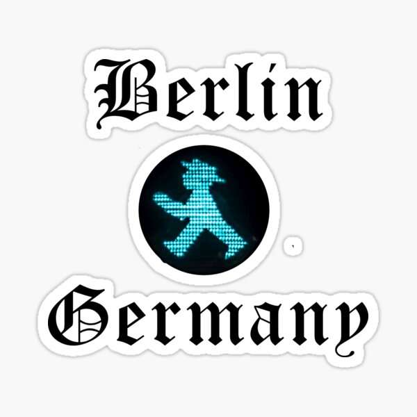 Berlin Germany Green Walking Man Crosswalk Light Sticker
