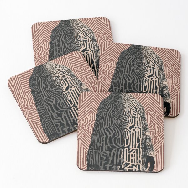 Item preview, Abstract Enigma Cloaked Figure Ancient Symbols Art designed and sold by POVAD.