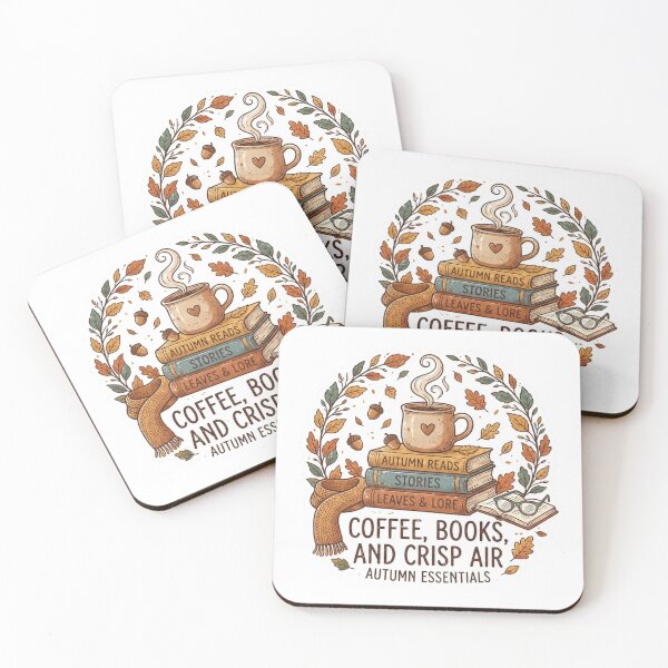 Item preview, "Coffee, Books, and Crisp Air" Autumn Essentials Sticker Design – Cozy Reading Aesthetic designed and sold by CreativeNest Prints.