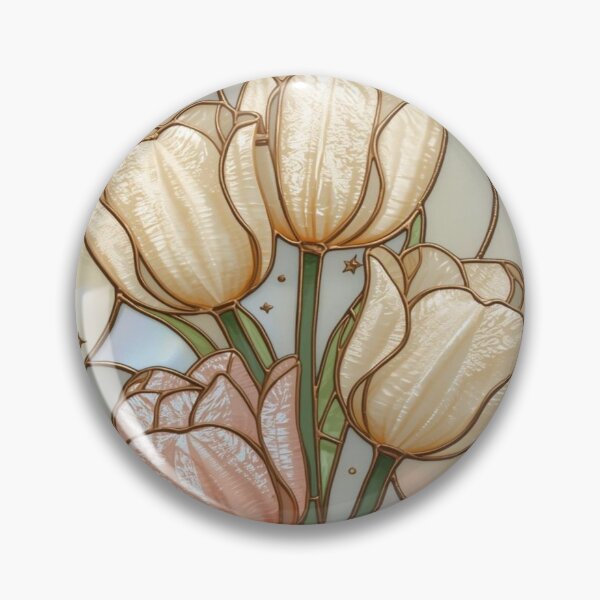 Item preview, Pink tulips stained glass golden sun designed and sold by BriSher.