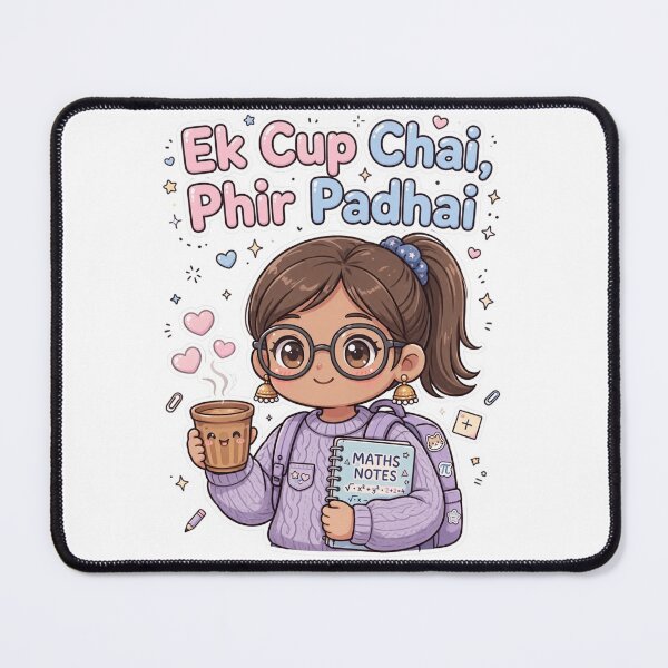 Item preview, Ek Cup Chai Phir Padhai - Cute Indian Chai Lover Study Girl Maths Notes designed and sold by prithvi chand.