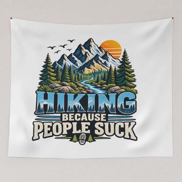 Item preview, Hiking Design - "Hiking Because People Suck" Retro Nature Graphic designed and sold by CreativeNest Prints.