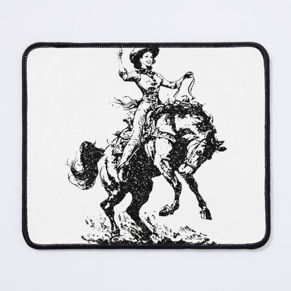 Item preview, Western Cowgirl Riding Bucking Bronco Vintage Rodeo Spirit Artistic Illustration | Best Gift designed and sold by hannahnormann.