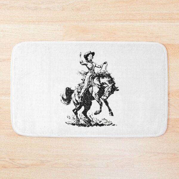 Item preview, Western Cowgirl Riding Bucking Bronco Vintage Rodeo Spirit Artistic Illustration | Best Gift designed and sold by hannahnormann.