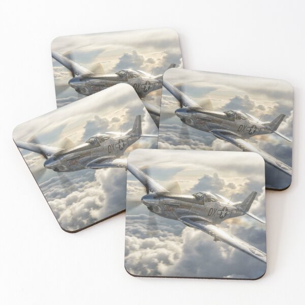 Item preview, P-51 Mustang Sunlit Cloud Bank Illustration designed and sold by Airpower Art.