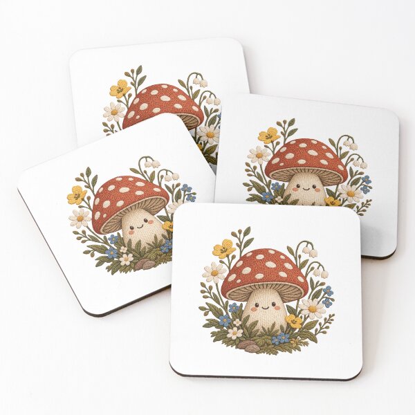 Item preview, Cute Embroidered Mushroom with Wildflowers designed and sold by CreativeCharmCo.