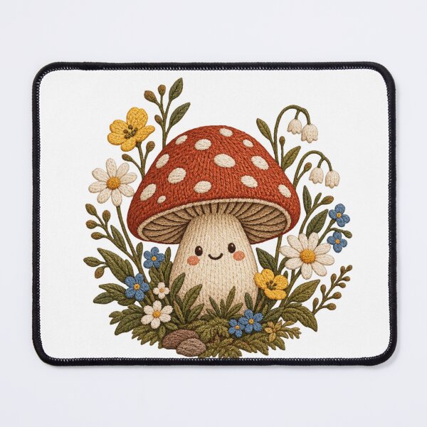 Item preview, Cute Embroidered Mushroom with Wildflowers designed and sold by CreativeCharmCo.