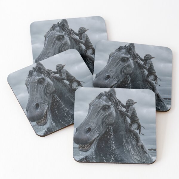 Item preview, Dark Fantasy Sea Rider – Giant Mythical Water Horse & Goblin Warrior designed and sold by Bhaskar Digital Art.