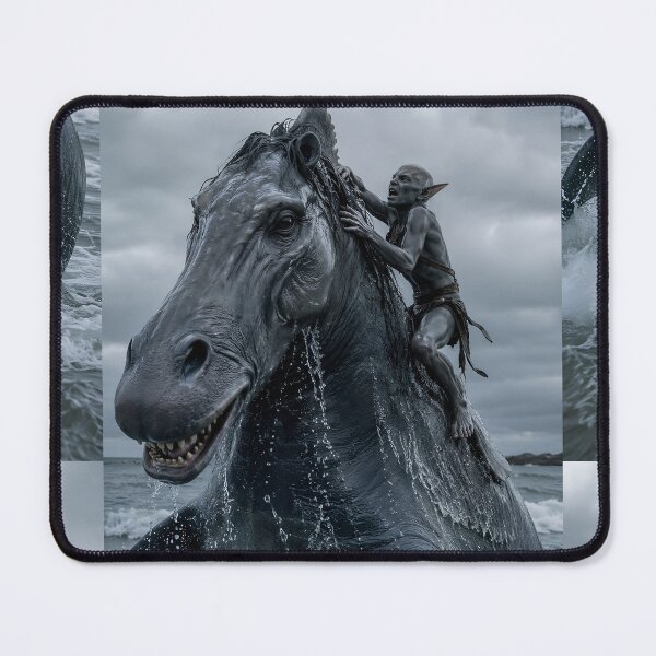 Item preview, Dark Fantasy Sea Rider – Giant Mythical Water Horse & Goblin Warrior designed and sold by Bhaskar Digital Art.