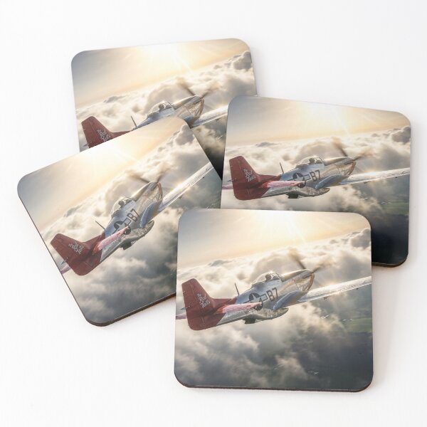 Item preview, P-51 Mustang Red Tails Sunburst Illustration designed and sold by Airpower Art.