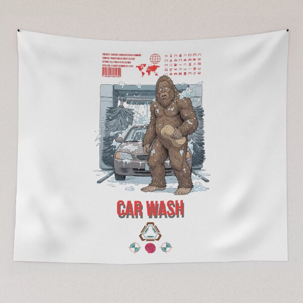 Item preview, Bigfoot at the Car Wash Funny Sasquatch Detailed Cartoon Design designed and sold by Whimsy Trail Co.