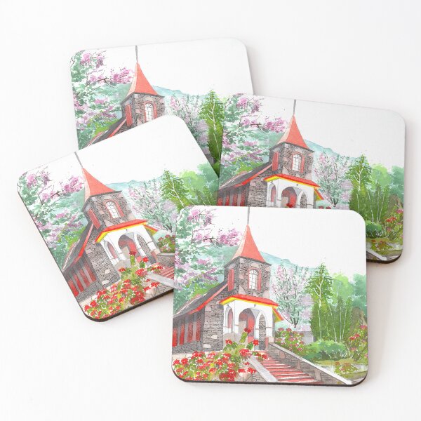 Item preview, Kisama Chapel Nagaland Watercolor – Heritage Village Landscape designed and sold by Cobalt Blue Watercolors.
