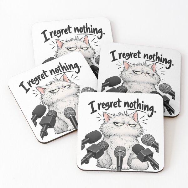 Item preview, I Regret Nothing Funny Cat Interview Meme Sarcastic Cat T-Shirt designed and sold by Fuzzaroo.