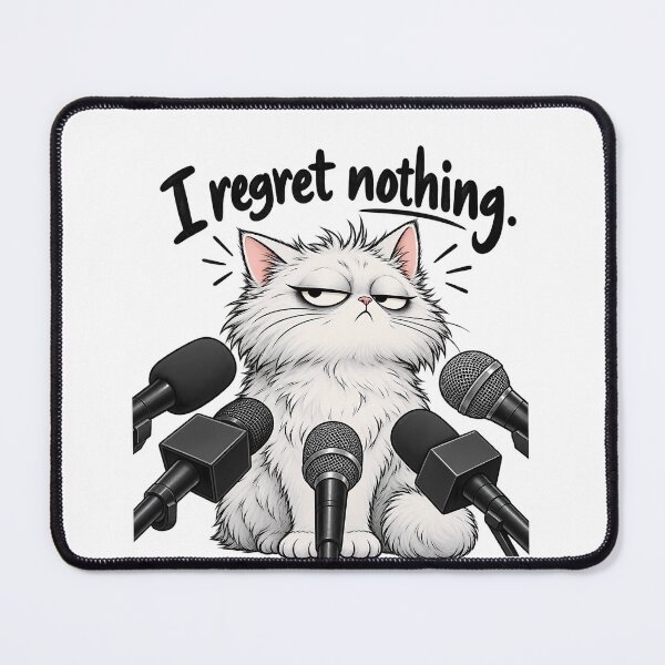 Item preview, I Regret Nothing Funny Cat Interview Meme Sarcastic Cat T-Shirt designed and sold by Fuzzaroo.