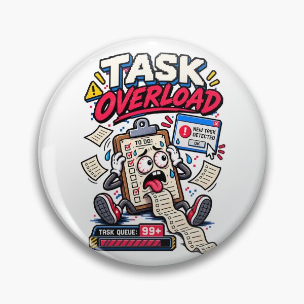 Item preview, Task Overload – Retro Pixel Work Chaos Humor designed and sold by Mad Factory Designs.