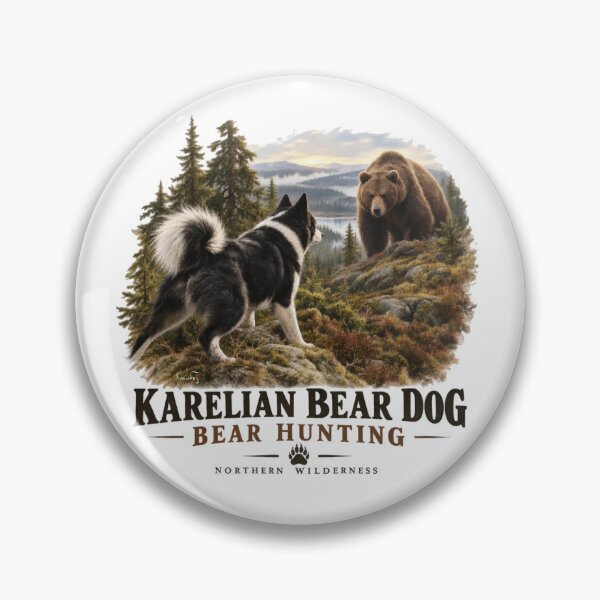 Item preview, Karelian Bear Dog Bear Hunting Vintage Hunting Logo designed and sold by TammyHunterArt.