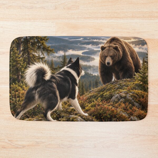 Item preview, Karelian Bear Dog Bear Hunting Vintage Hunting Logo designed and sold by TammyHunterArt.