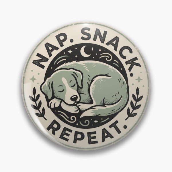 Item preview, Cute Sleepy Dog 'Nap Snack Repeat' Vintage Badge - Cozy Pet Lover T-Shirt Graphic designed and sold by BiniClicks.