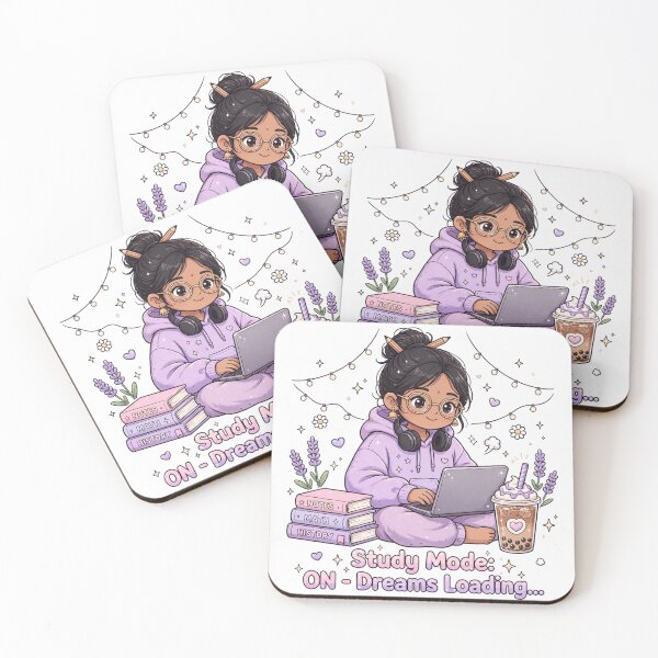 Item preview, Study Mode ON Dreams Loading - Cute Aesthetic Study Girl Laptop Boba Tea designed and sold by prithvi chand.