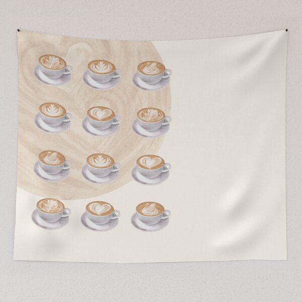Artikelvorschau, Aquarell-Latte-Art-Kaffeetassen-Gitterästhetik entworfen und verkauft von HBBS DESIGNS.