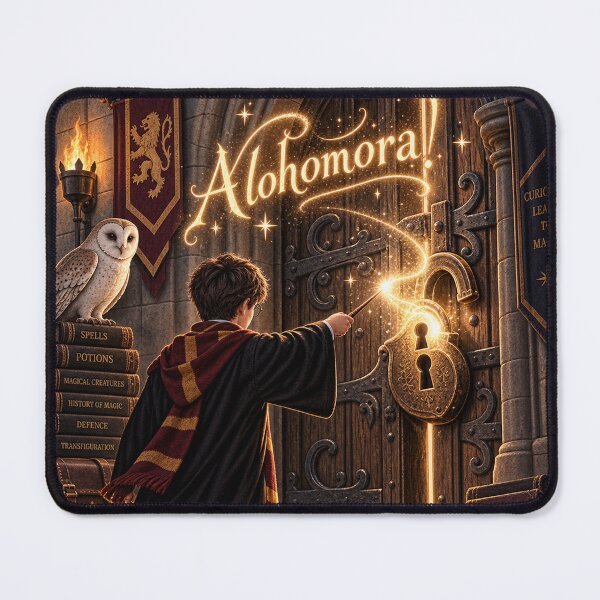 Item preview, Alohomora Magic Spell – Wizard Unlocking a Magical Door designed and sold by Lumvero.